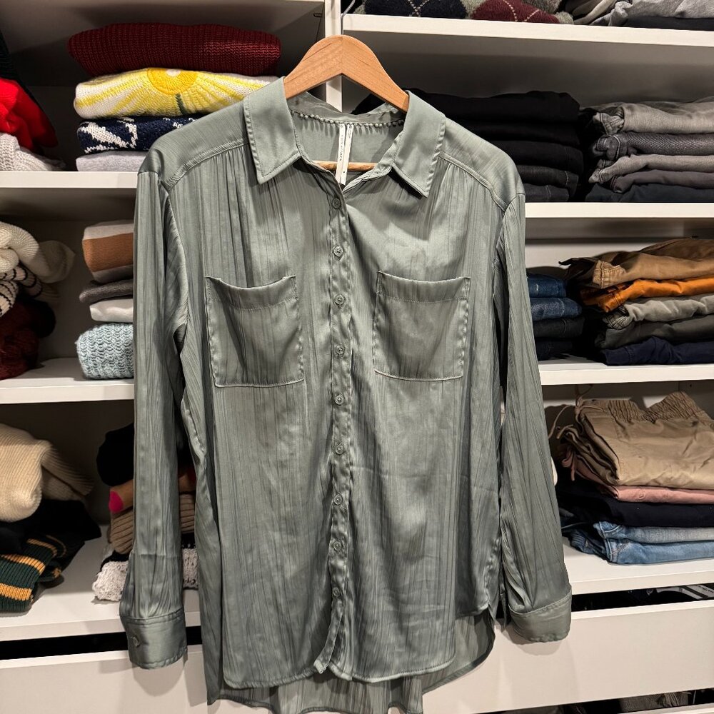 Anthropologie Silky Green Blouse